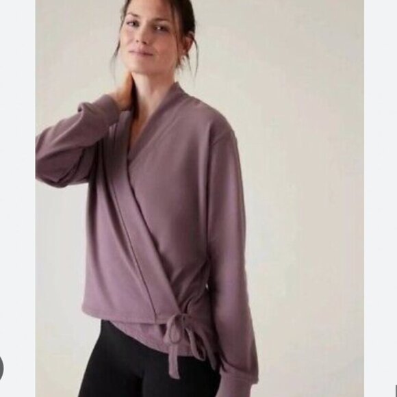 Athleta Retroterry Wrap Sweatshirt Size Large VGUC - Picture 1 of 6